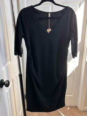 Pink blush black maternity dress